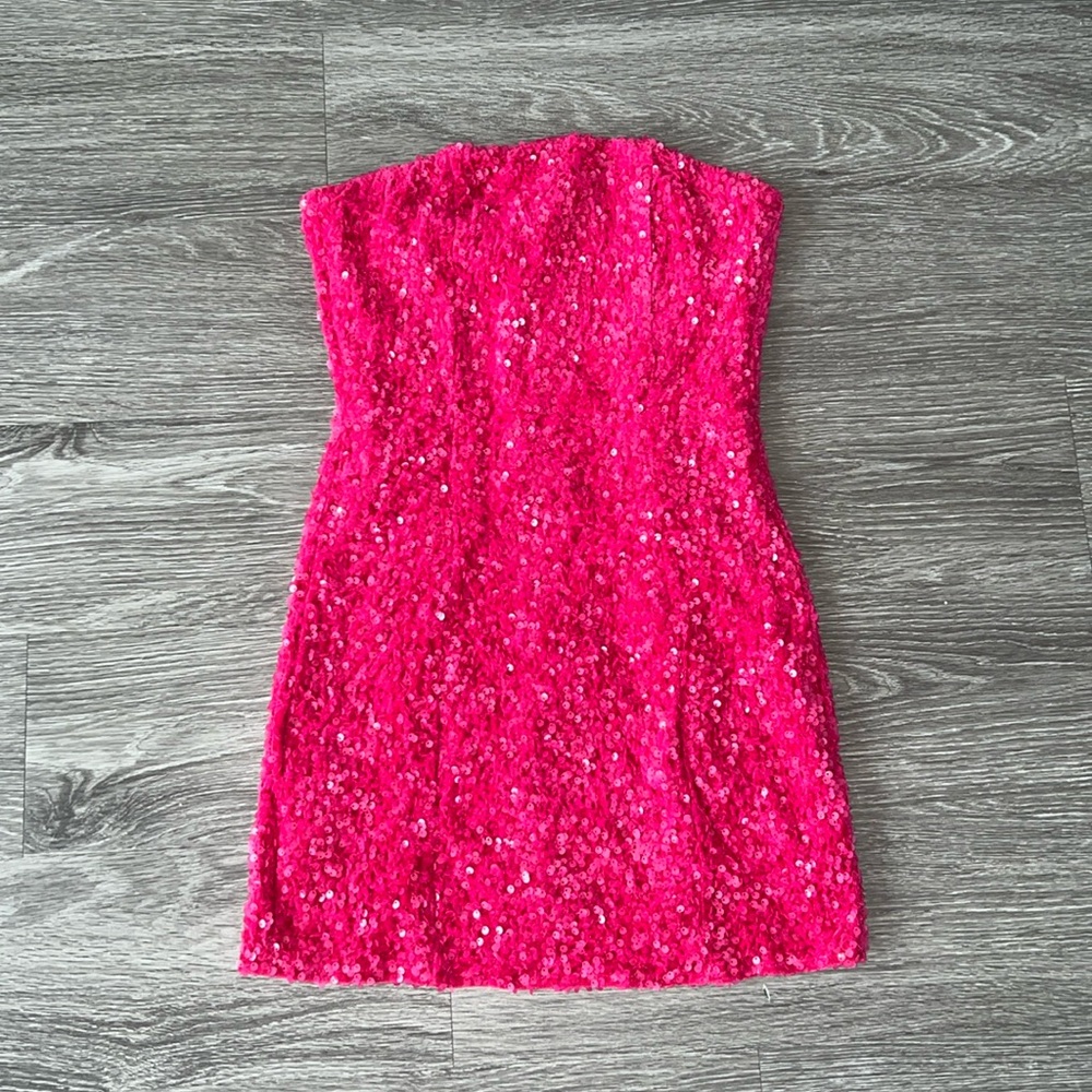 Pink Halter Sequin Mini Dress